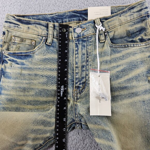 mnml Jeans Mens 31 Blue X146 Stretch Distressed Skinny Fit Denim - Picture 9 of 16